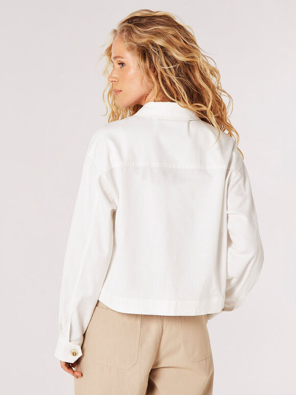 Veste courte légère en mélange de coton, Crème, grand