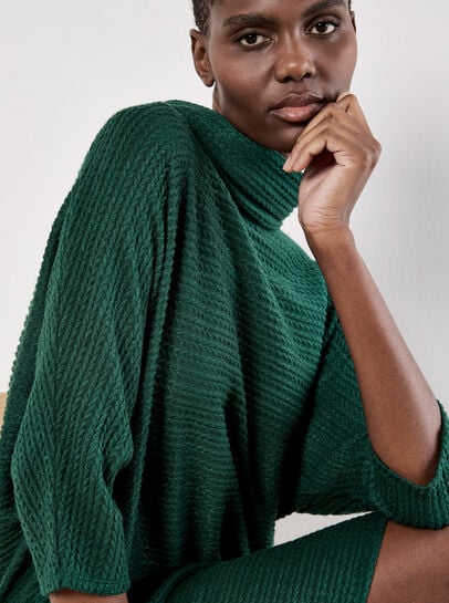 Textured Cable Knit Cocoon Jumper Mini Dress