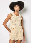 Crochet Circles Cotton Crop Top, Stone, large
