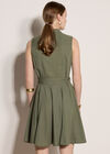 Linen Blend Shirt Mini Dress, Khaki, large