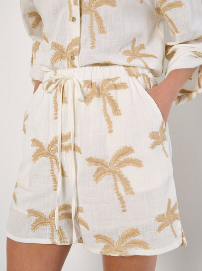 Embroidered Palm Tree Shorts