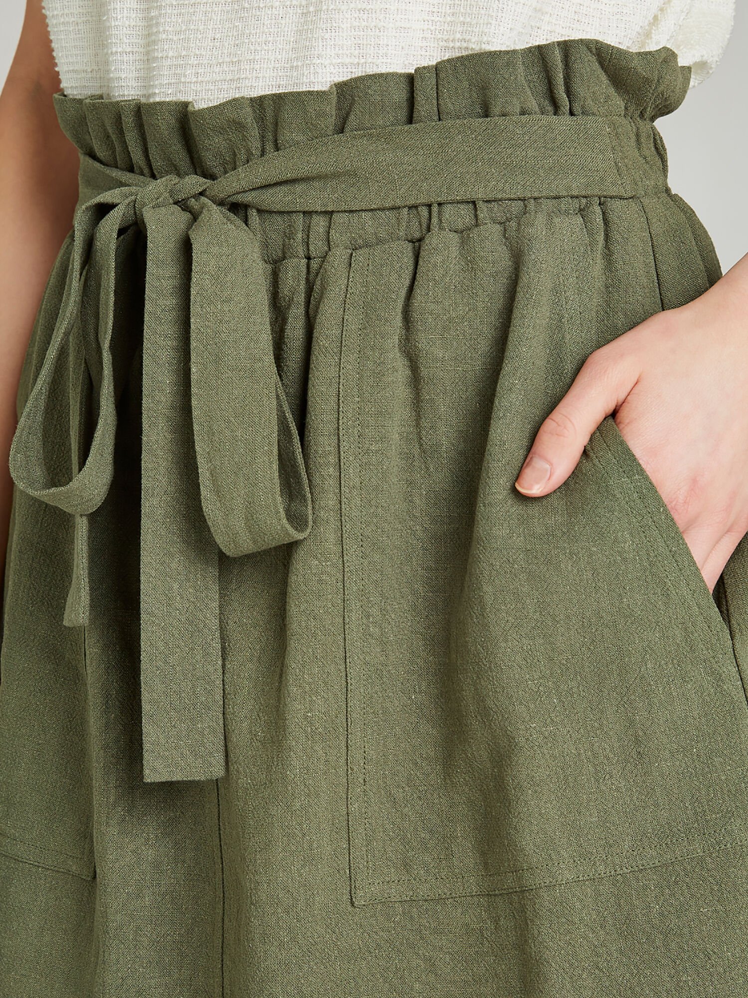 Khaki Paper Bag Waist Skirt