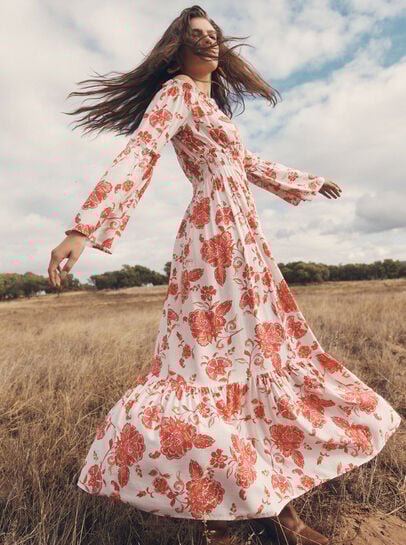 Floral Bardot Maxi Dress