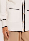 Tipping Gold Button Cardigan, White, large