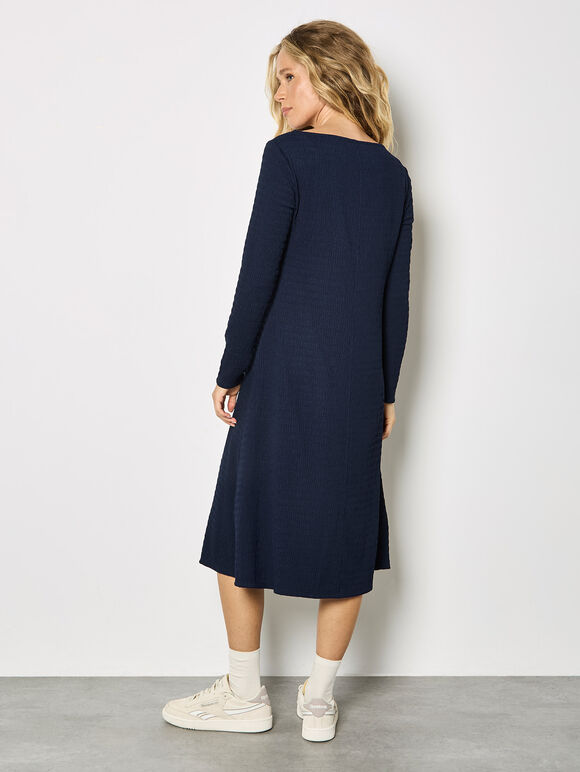 Textured Jersey Midi Dress, Navy, large