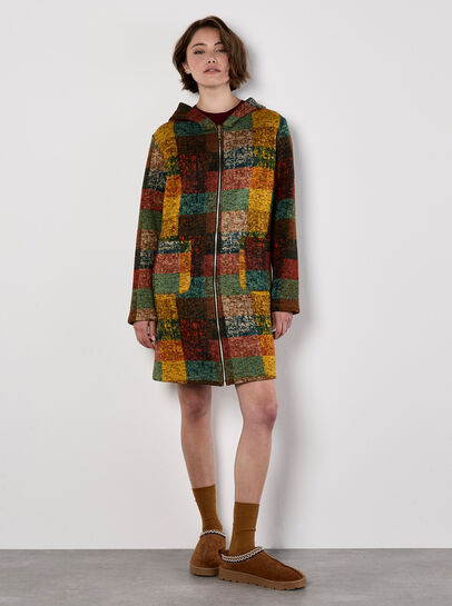 Colourful Check Hooded Coatigan