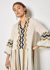 Jacquard Bell Sleeve Dress, Stone, large