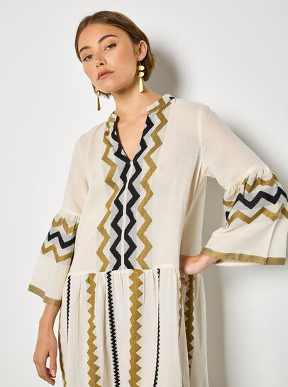 Jacquard Bell Sleeve Dress