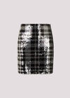 Check Sequin Mini Skirt, Black, large