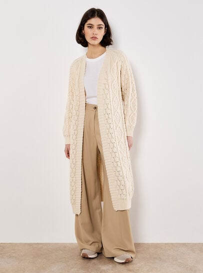 Chunky Cable Knit Longline Cardigan