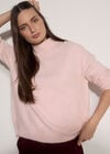 Boucl&eacute; Knit Mock Neck Jumper, Pink, large