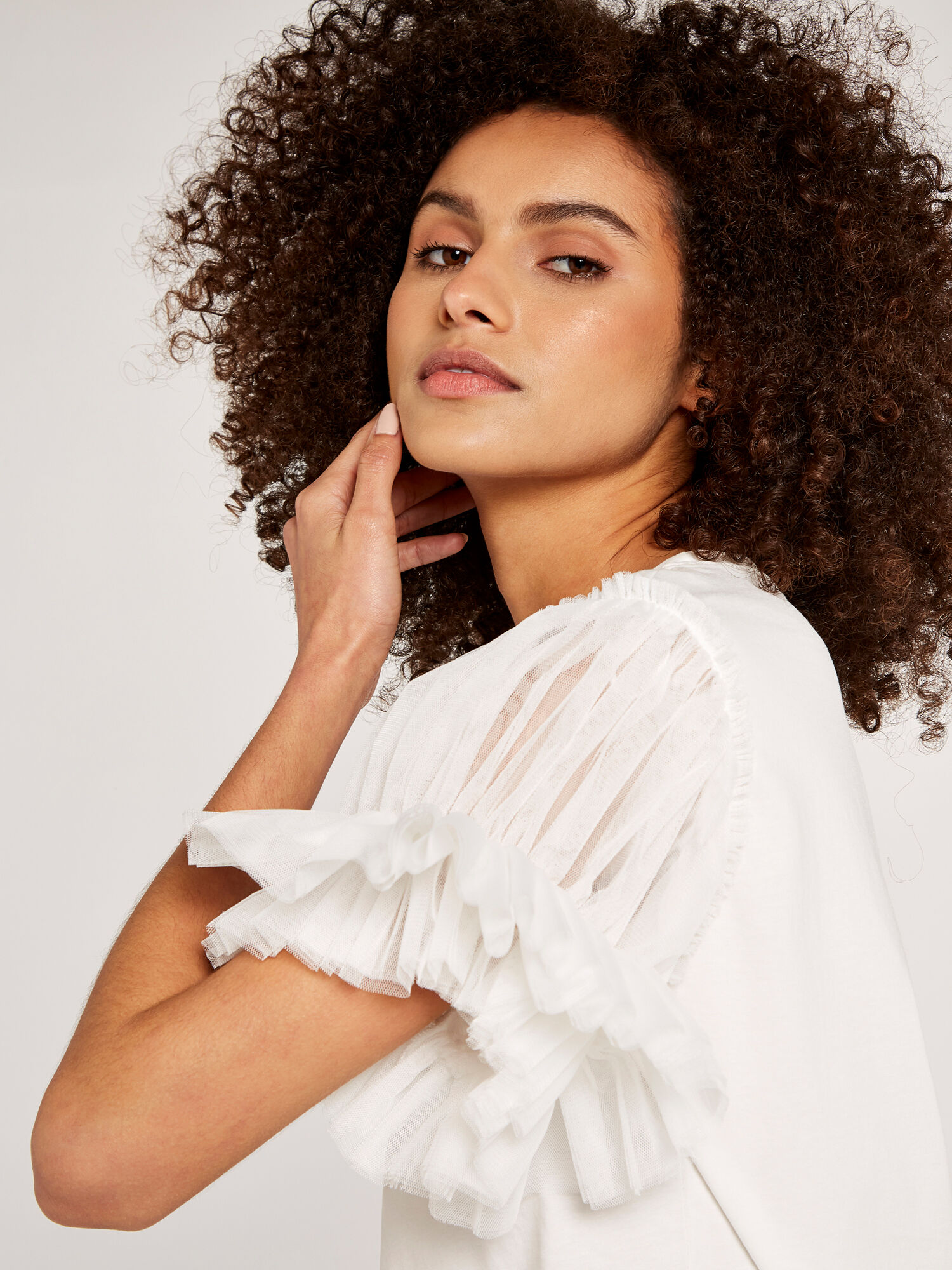 Tulle puff sales sleeve top