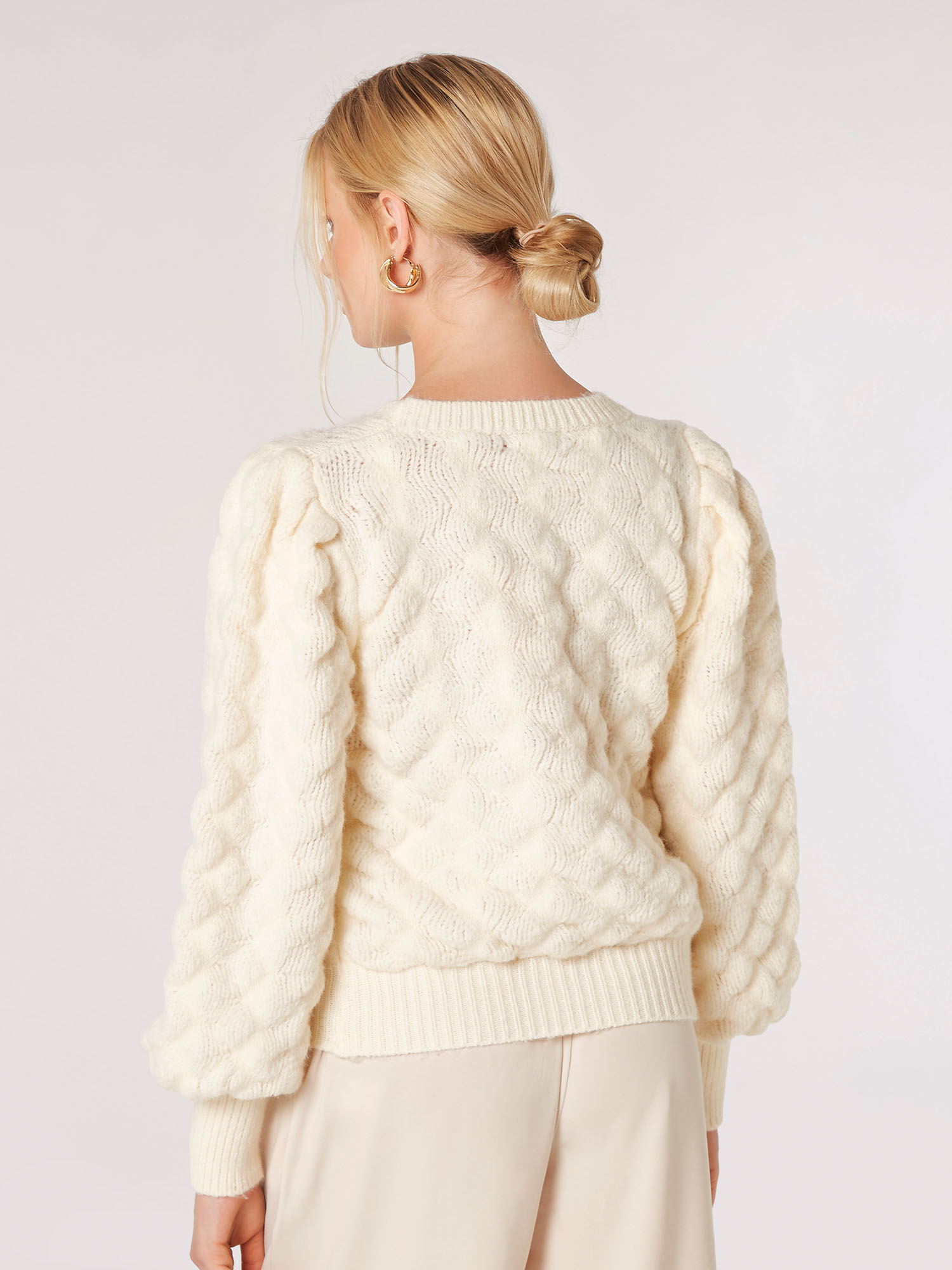 Bubble Knit Jumper Apricot Clothing