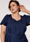 Curve Lightweight Denim Mini Dress, Navy, large