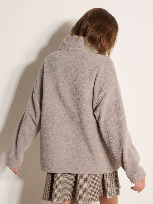 Soft Borg Fleece Jumper, Grey, large