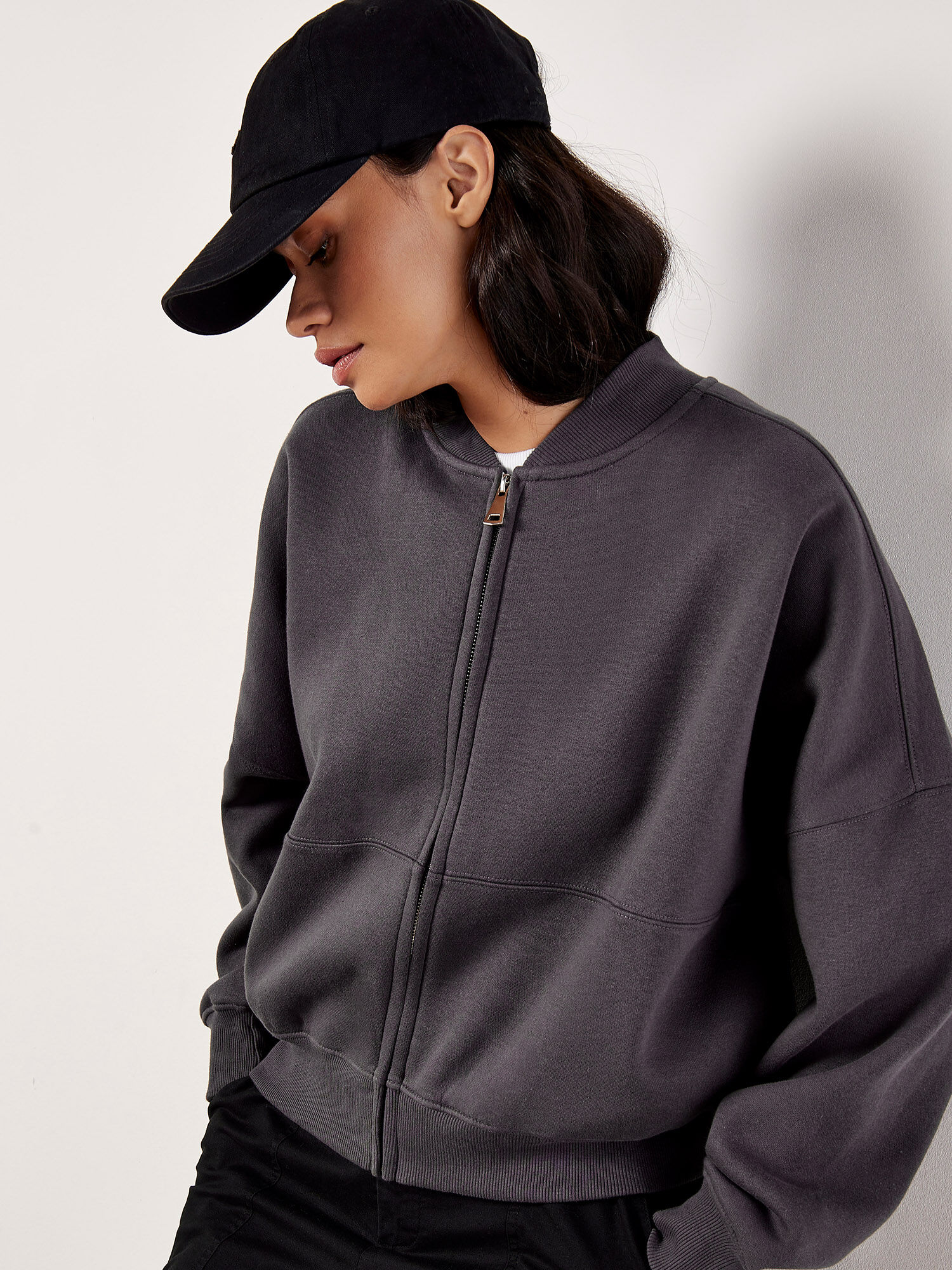 Sweatshirt Bomber Jacket Apricot Clothing