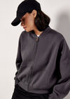 Sweatshirt Bomber Jacket, Grey, large
