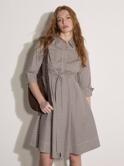 Cotton Stripe Shirt Mini Dress