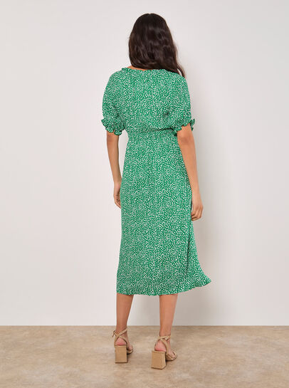 Spot Print Milkmaid Midi Dress