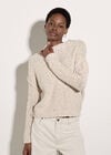 Mock Neck Textured Chunky Jumper, Stone, large