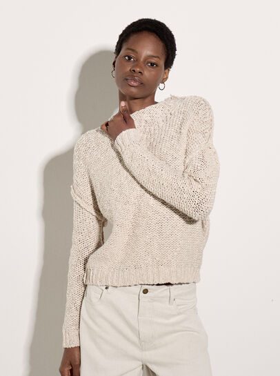 Mock Neck Textured Chunky Jumper