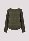 Cable Stripe Batwing Jumper, Khaki, large