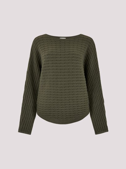 Cable Stripe Batwing Jumper