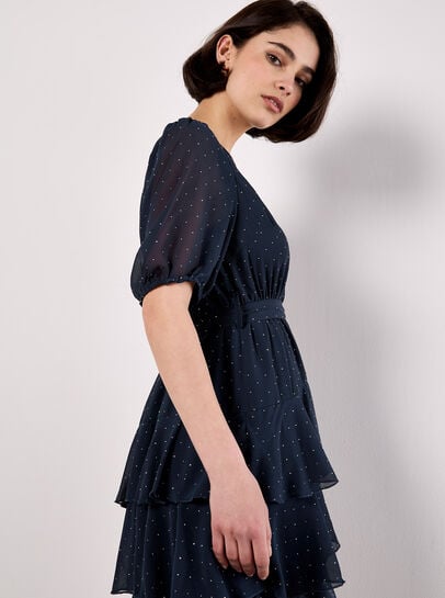 Rhinestone Sparkle Chiffon Mini Dress