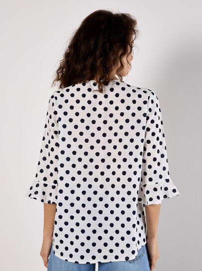 Polka Dot Bell Sleeve Blouse