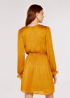 Floral Jacquard Wrap Dress, Mustard, large