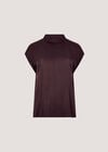 Soft Satin Mock Neck Top, Purple, large