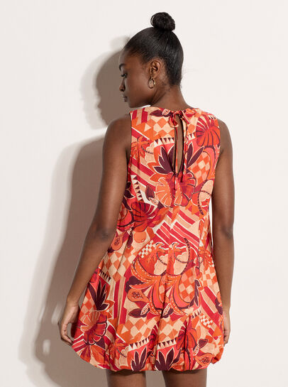 Abstract Print Bubble Hem Mini Dress