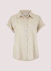 Linen Button Top, Stone, large