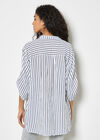 Oversized Cotton Stripe Shirt, White, large