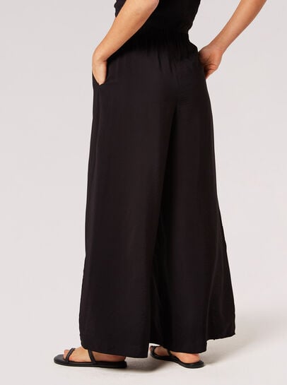 Textured Side Split Palazzo Trousers