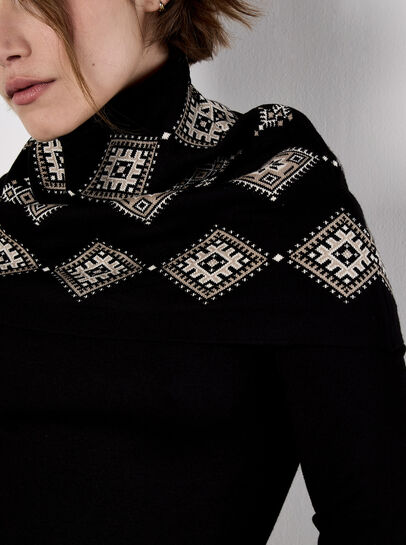 Diamond Border Snood Knitted Mini Dress