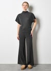 Soft Knit Side Ruched Top, Dark Grey - Charcoal, large