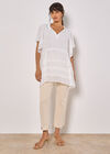 Ruffle Tiered Tunic Top, White, large