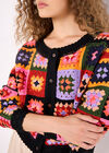 Colourful Crochet Squares Cardigan, Black, large