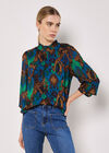 Ikat Print Chiffon Blouse, Teal, large