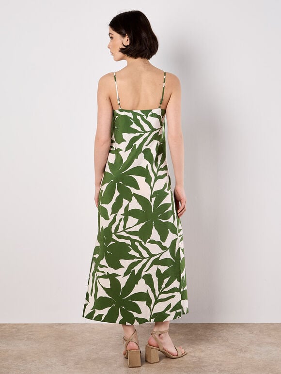 Floral Silhouette Cami Midi Dress, Green, large