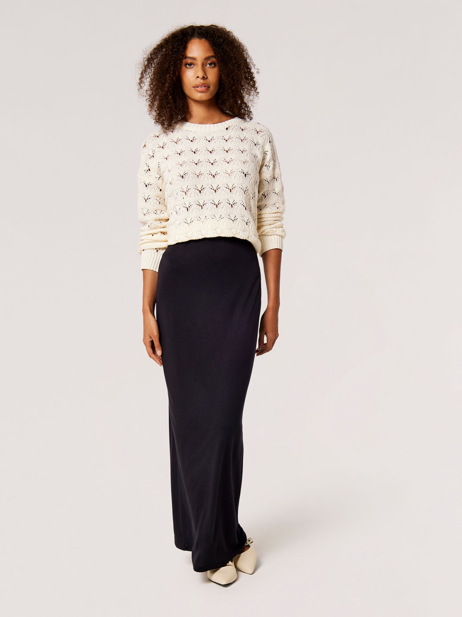 Jupe Longue Moulante En Jersey Vetements Apricot