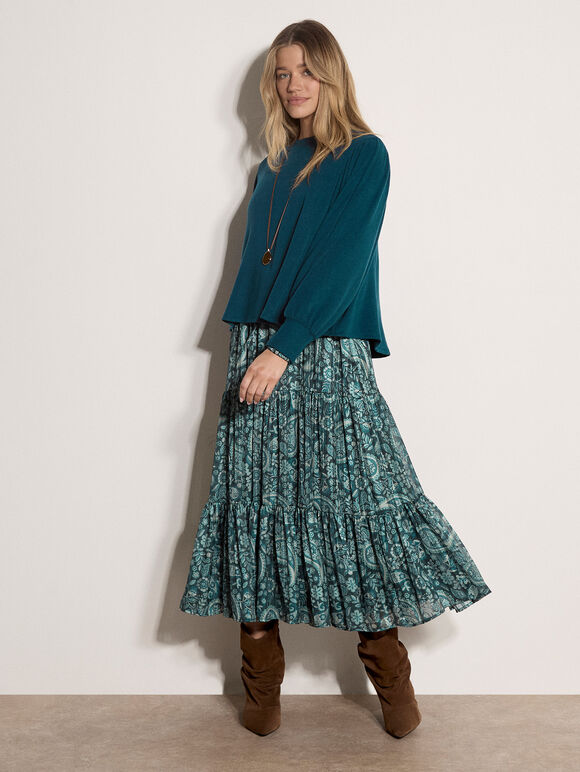 Soft Oversized Batwing Jumper, Teal, large
