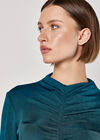 Ruched Stretch Top, Teal, large