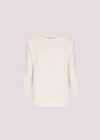 Batwing Sleeve Studded Jumper, White, large