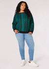 Curve Chevron Knit Jumper, Teal, large