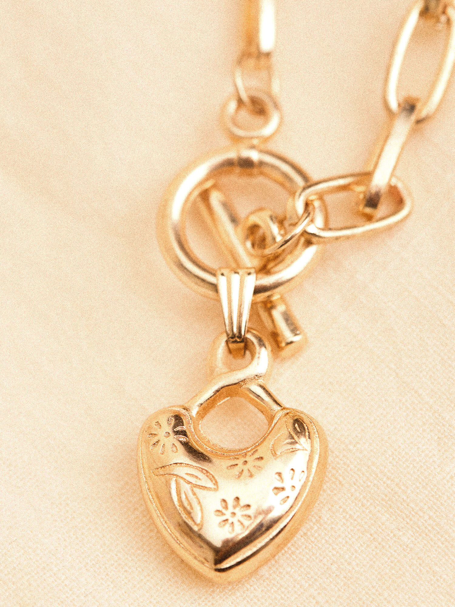 Gold heart t bar necklace discount