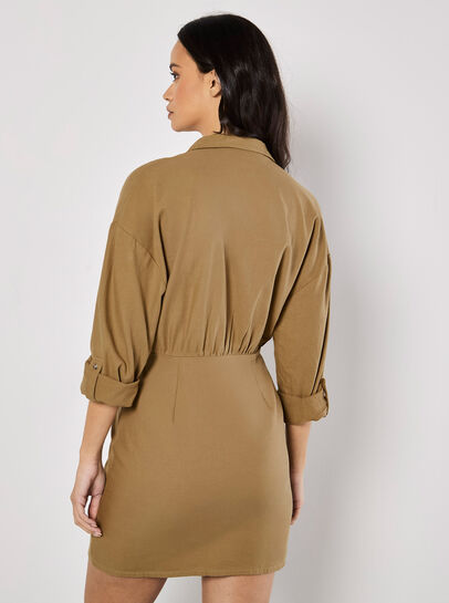 Fitted Twill Shirt Mini Dress