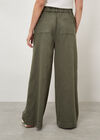 Paper Bag Waist Wide Leg Trousers, Khaki, large