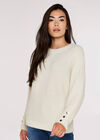 Fluffy Ribbed Jumper, White, large
